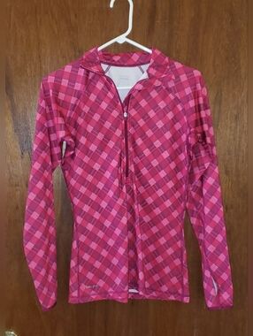 Nike Pro 1/2 Zip Pink Print Pullover Top Sz Medium
